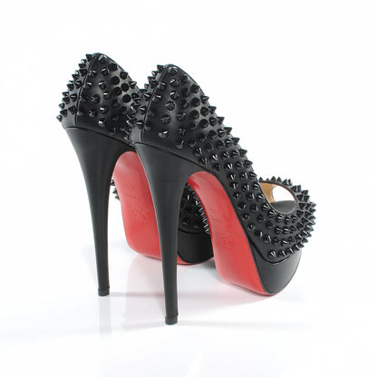 Christian Louboutin Calfskin Lady Peep Spikes VIP 150 Pumps 37.5 Black 5 of 6