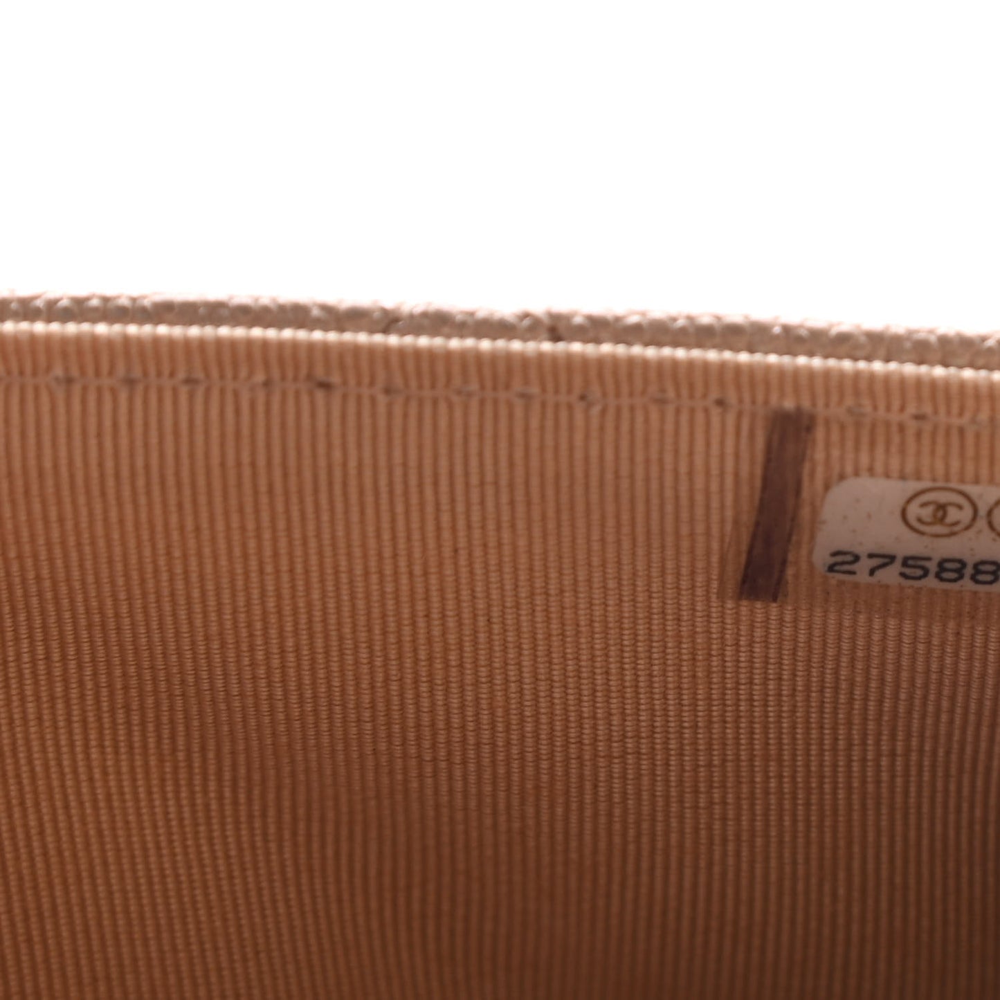 Iridescent Caviar Quilted Wallet On Chain WOC Beige