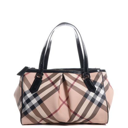 Burberry Patent Trim Supernova Check Medium Melbury Tote Black 1 of 12