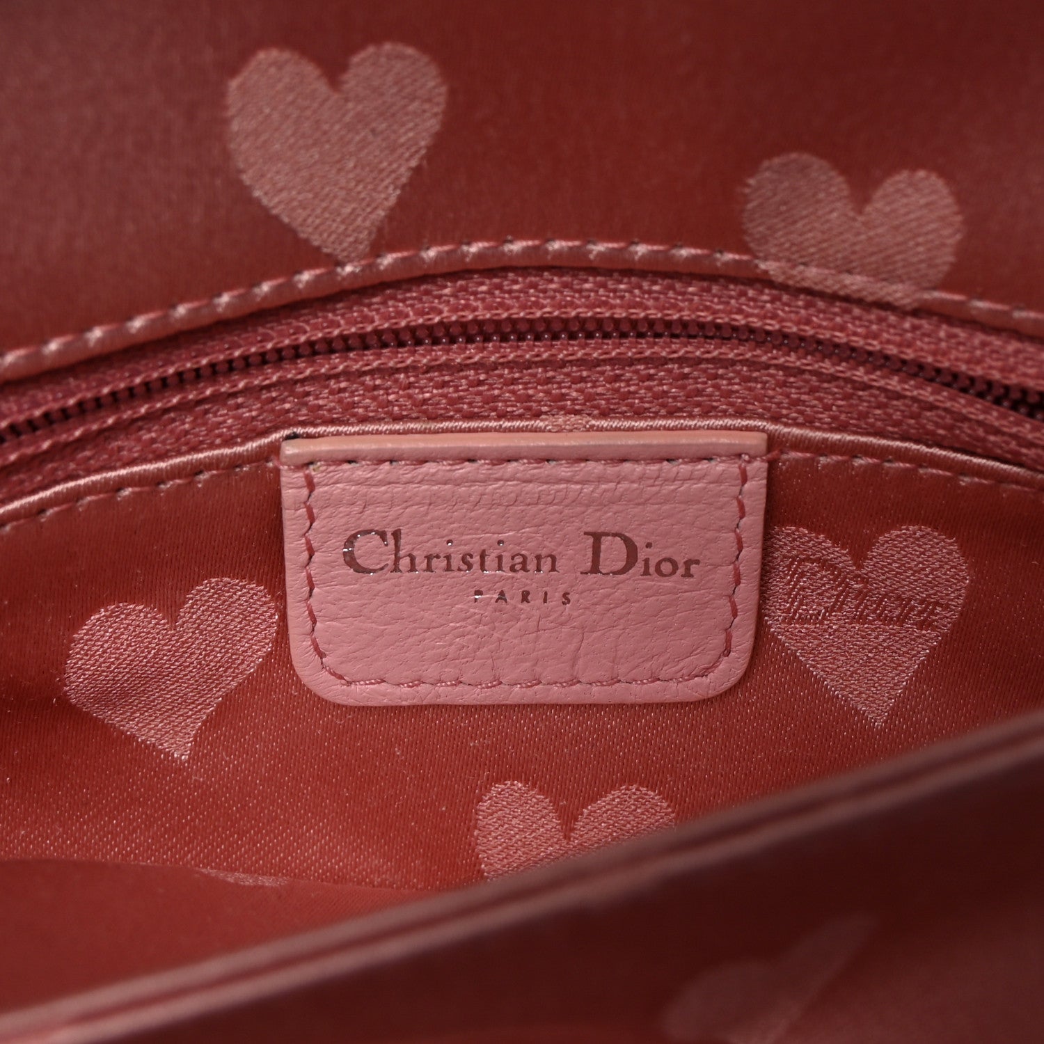 Christian Dior Satin Patent Heart D Trick Clutch  Pink Black 6 of 7