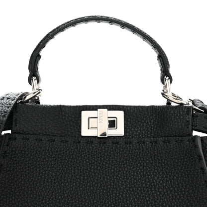 Fendi Cuoio Romano Selleria Bi-Color Mini Peekaboo Iconic Satchel Black Mou 7 of 10