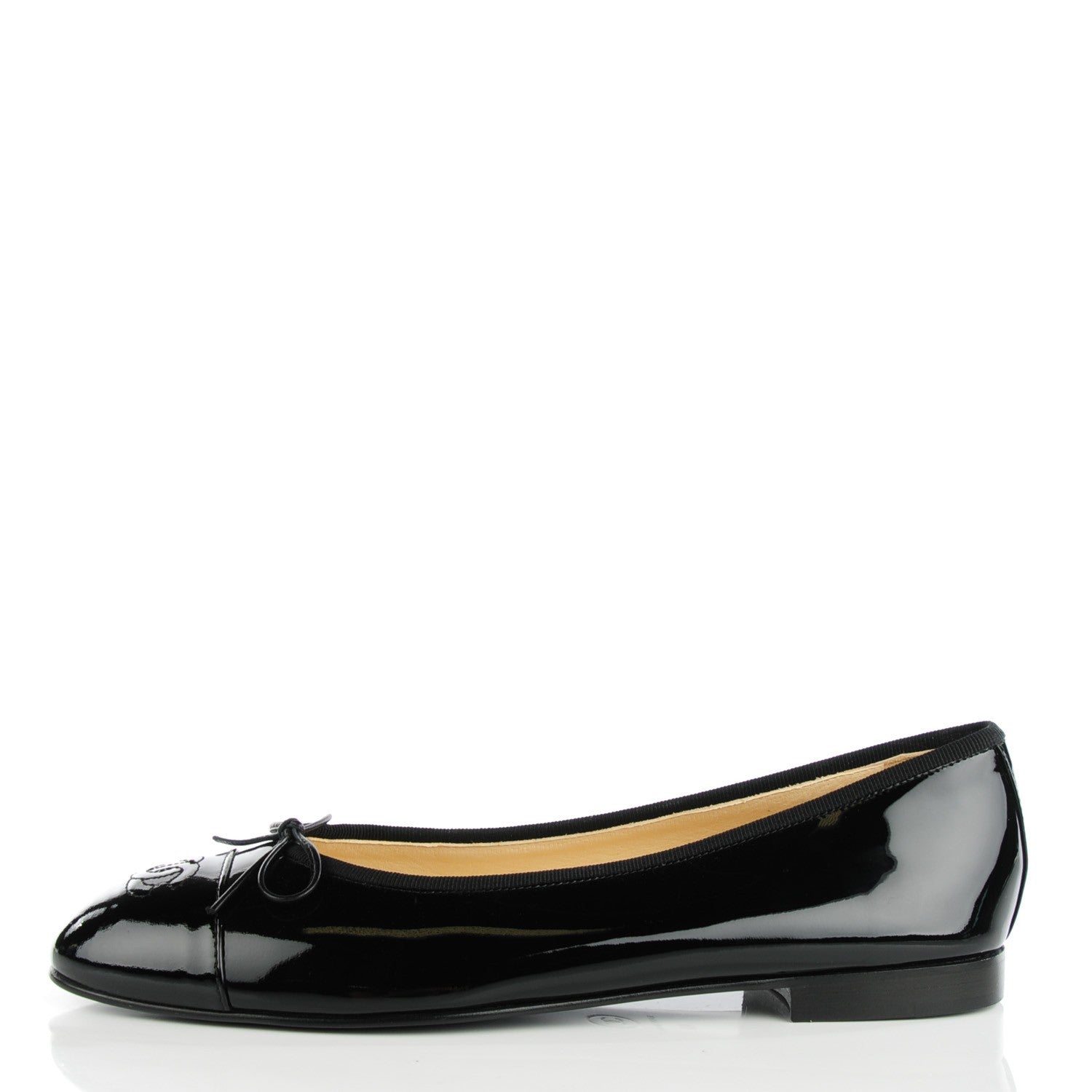 Chanel Patent Cap Toe Ballerina Flats 40 Black 1 of 9