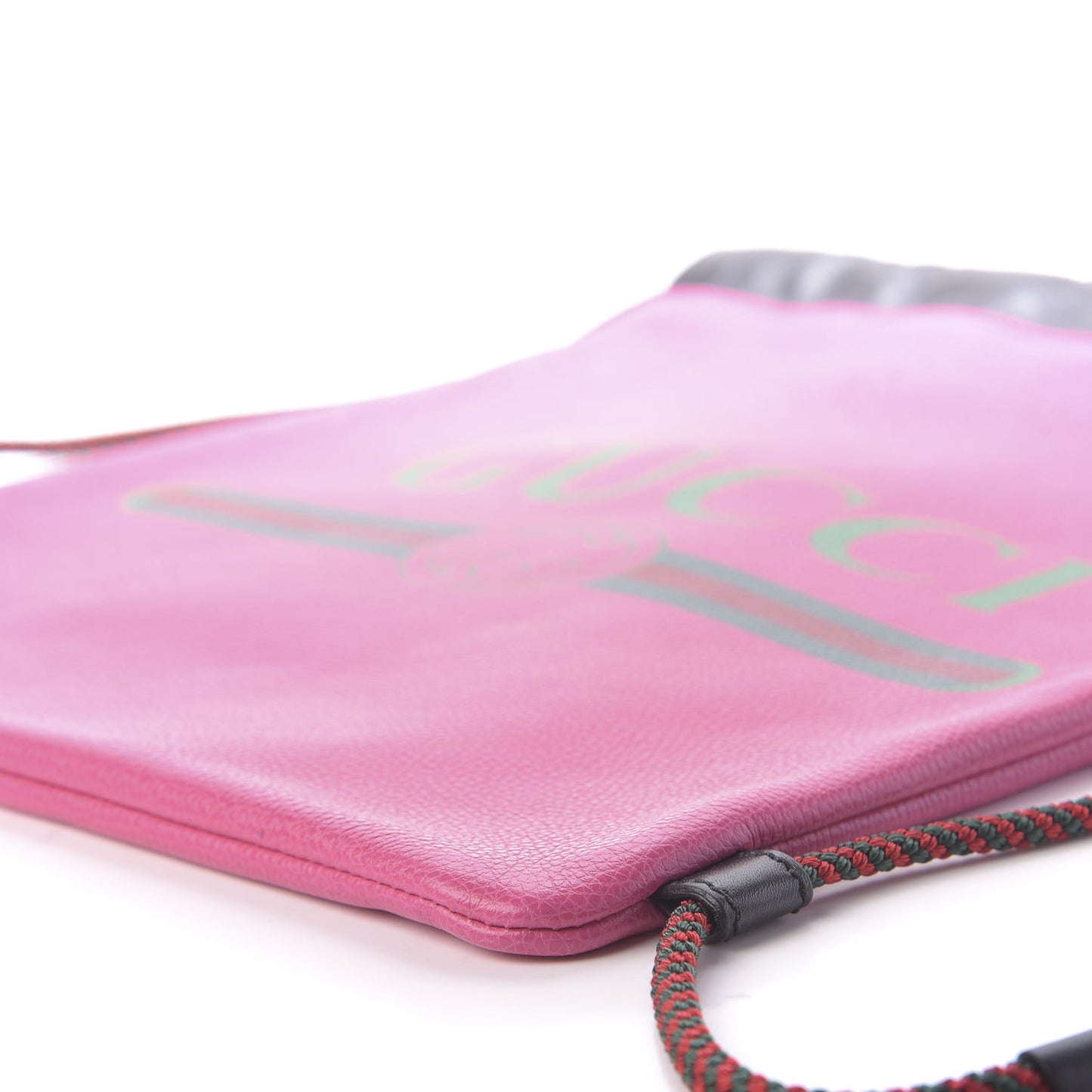 Grained Calfskin Logo Drawstring Backpack Box Pink Green Black