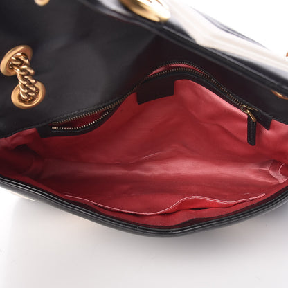 Gucci Calfskin Matelasse Medium GG Marmont Shoulder Bag Black White 7 of 13