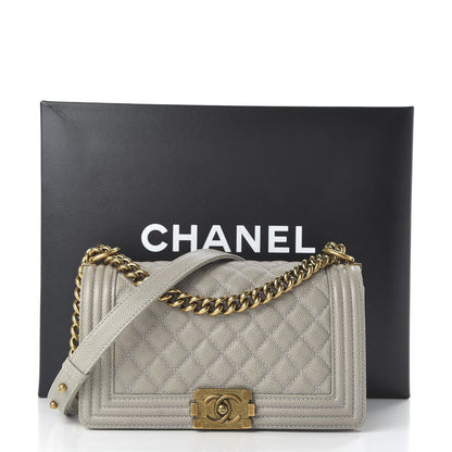 Chanel Caviar Quilted Medium Boy Flap Light Grey 11 of 11