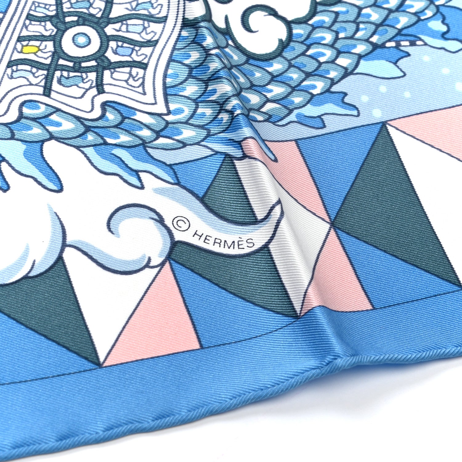 Hermes Silk Vintage L Epopee D Hermes Detail Scarf 70 Bleu Orange White 3 of 5