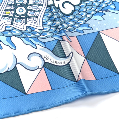 Hermes Silk Vintage L Epopee D Hermes Detail Scarf 70 Bleu Orange White 3 of 5