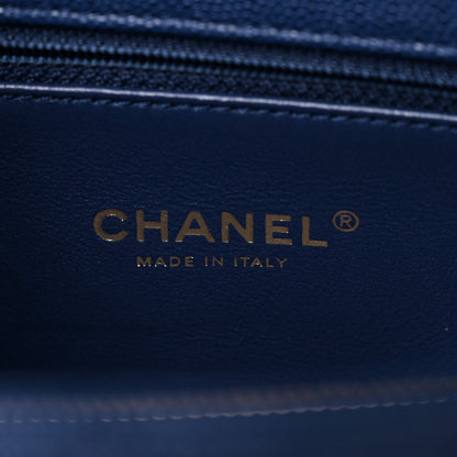 Chanel Caviar Lizard Embossed Quilted Small Coco Handle Flap Dark Blue 6 of 9