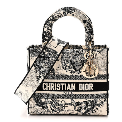 Christian Dior Canvas Embroidered Zodiac Toile De Jouy Medium Lady D-Lite Latte 1 of 9