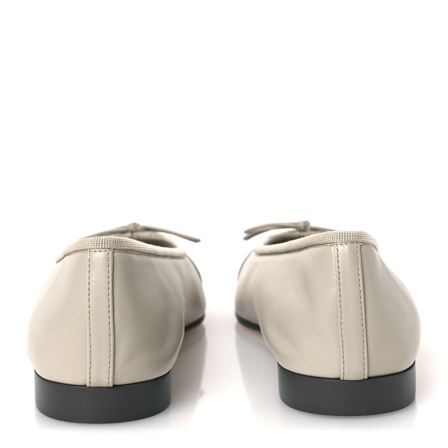 Lambskin Cap Toe CC Ballerina Flats 37.5 Light Gray Dark Gray