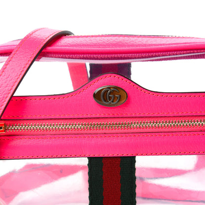 Gucci Vinyl Web Mini Ophidia Transparent Shoulder Bag Fluorescent Fuchsia 9 of 10