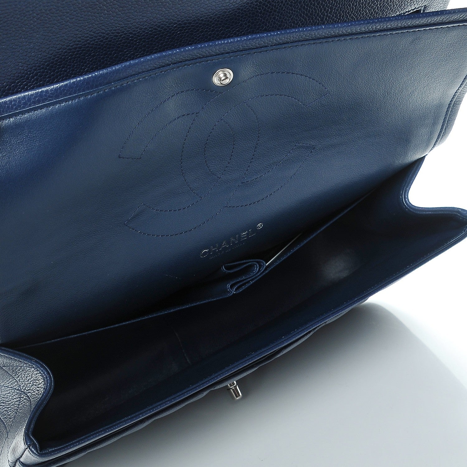 Chanel Caviar Quilted Jumbo Double Flap Navy Blue 5 of 7