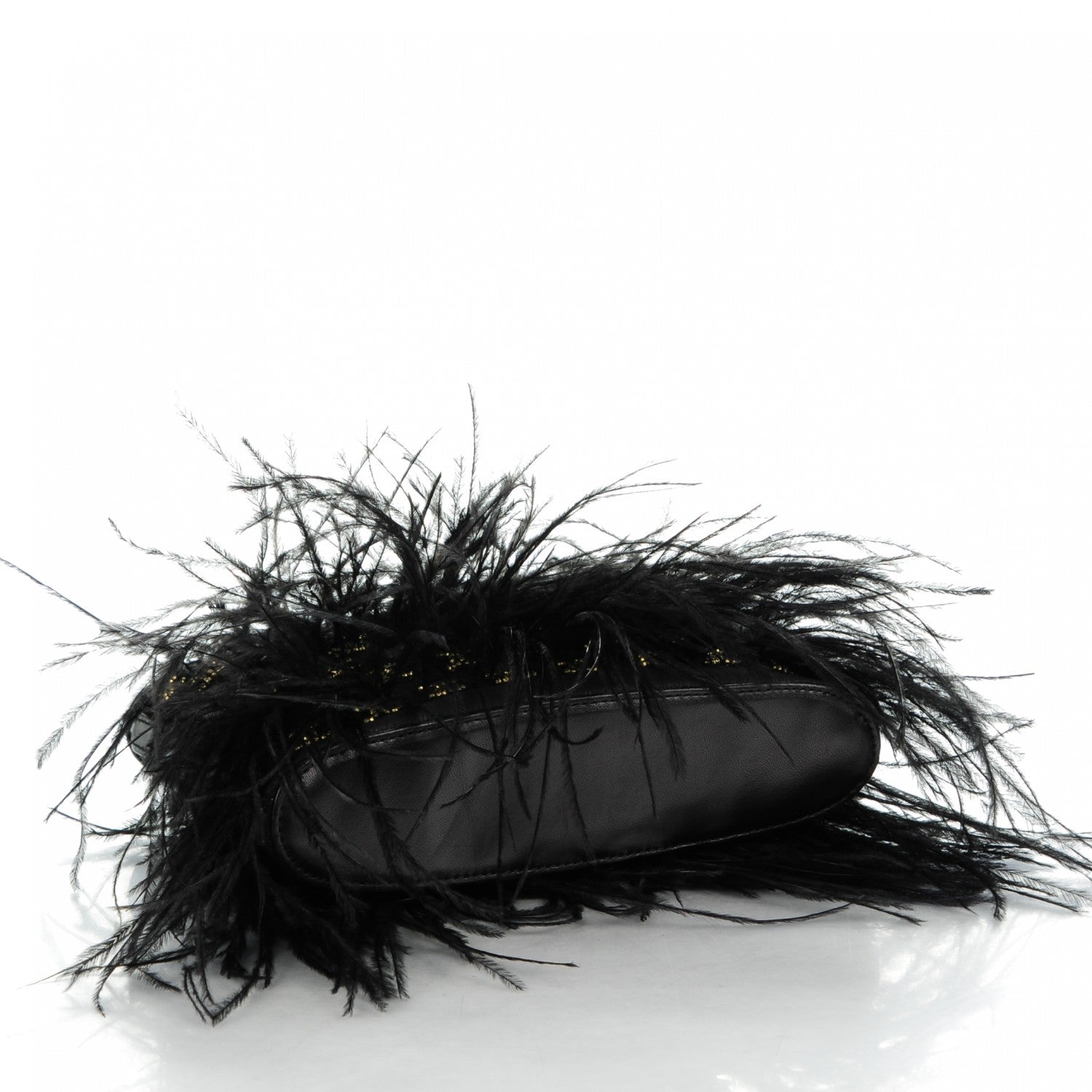 Chanel Ostrich Feather Beaded CC Evening Bag Black 4 of 8