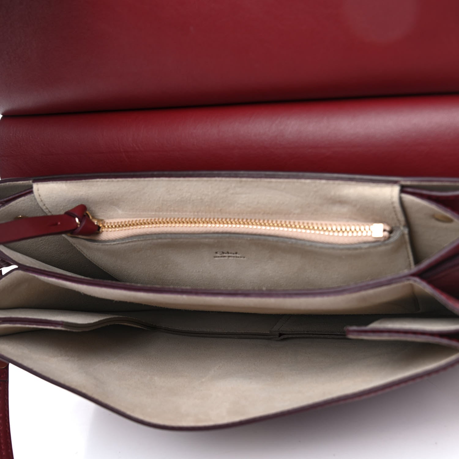 Chloe Calfskin Suede Medium Faye Shoulder Bag Plum Purple 4 of 5