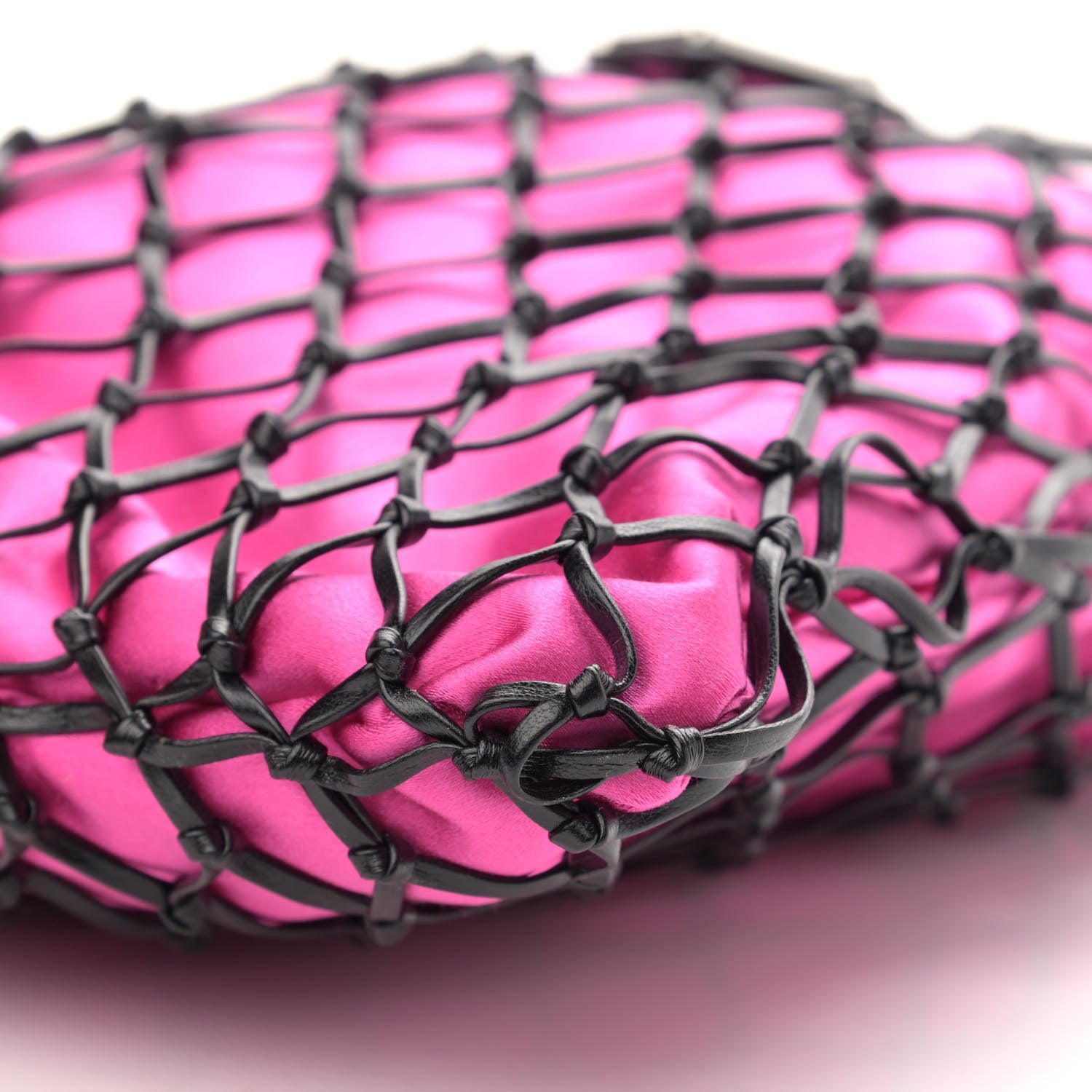 Prada Satin Net Chain Bag Fuxia Black 9 of 9