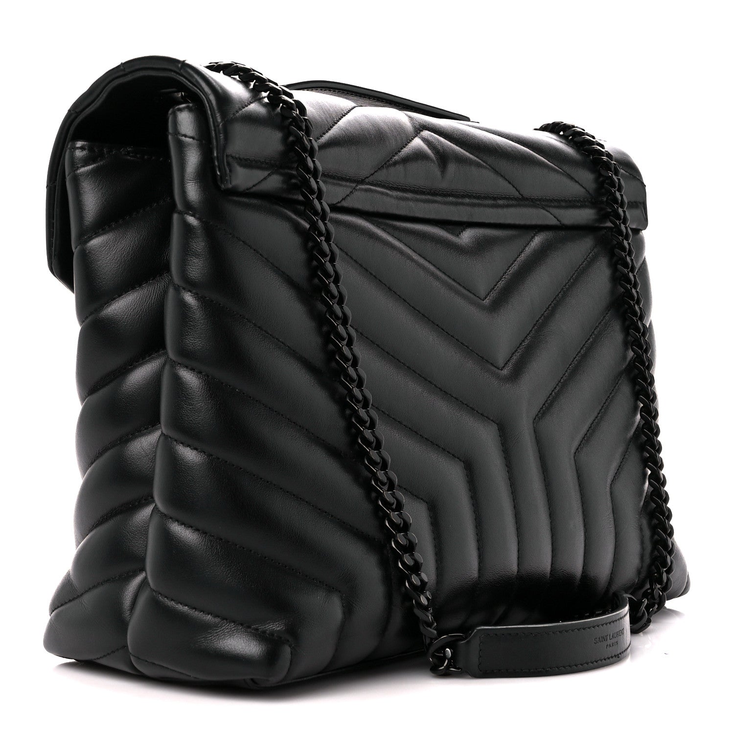 Saint Laurent Calfskin Y Quilted Monogram Monochrome Medium Loulou Chain Satchel Black 3 of 11