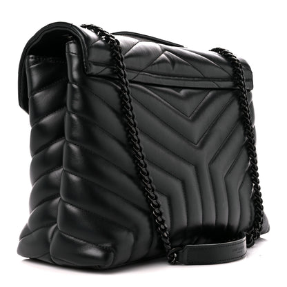 Saint Laurent Calfskin Y Quilted Monogram Monochrome Medium Loulou Chain Satchel Black 3 of 11