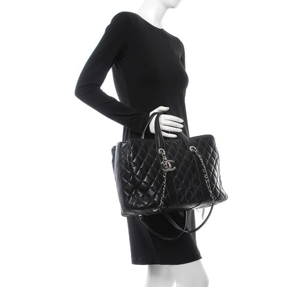Chanel Lambskin Quilted Large Easy Carry Shopping Tote Black 2 of 12