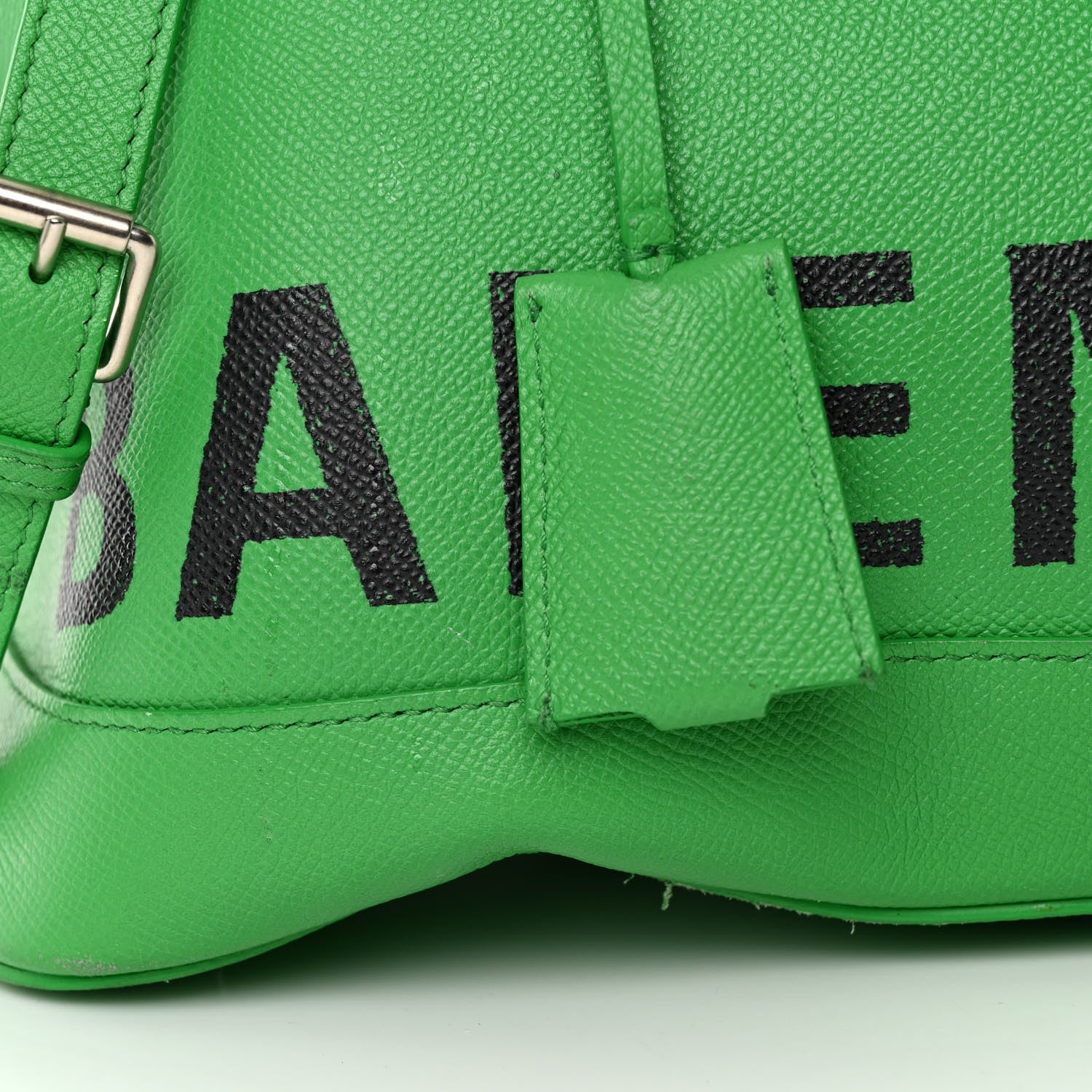 Balenciaga Signature Grained Calfskin Logo M Ville Top Handle Bag Green 11 of 13