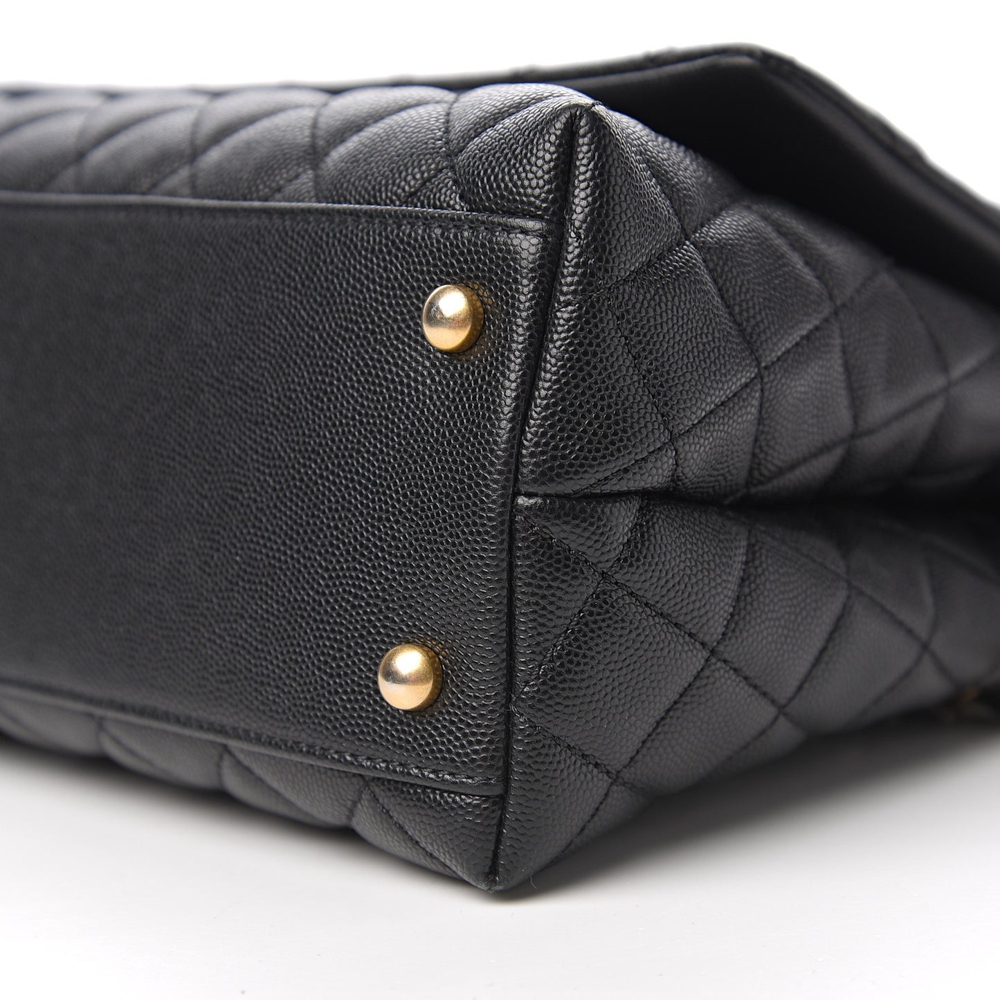 Caviar Lizard Embossed Quilted Small Coco Handle Flap Black