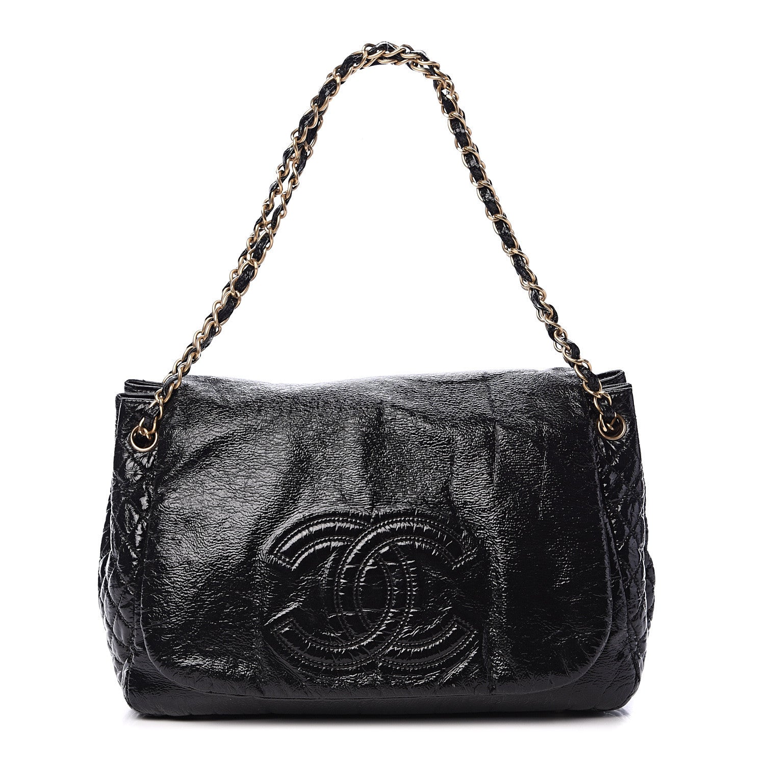 Chanel Vinyl XL Rock and Chain Flap Black 1 of 14