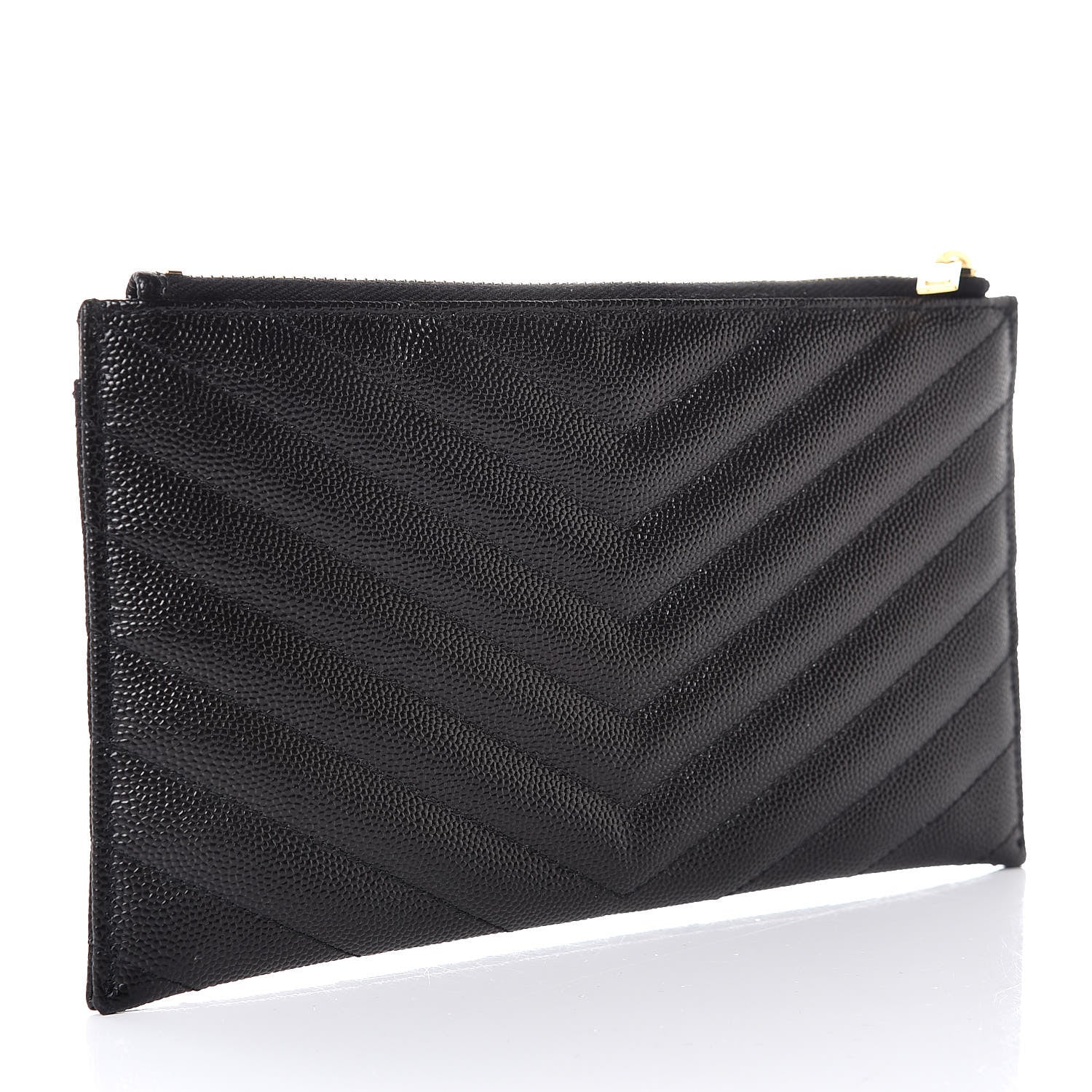 Saint Laurent Grain De Poudre Chevron Monogram Bill Pouch Black 3 of 8