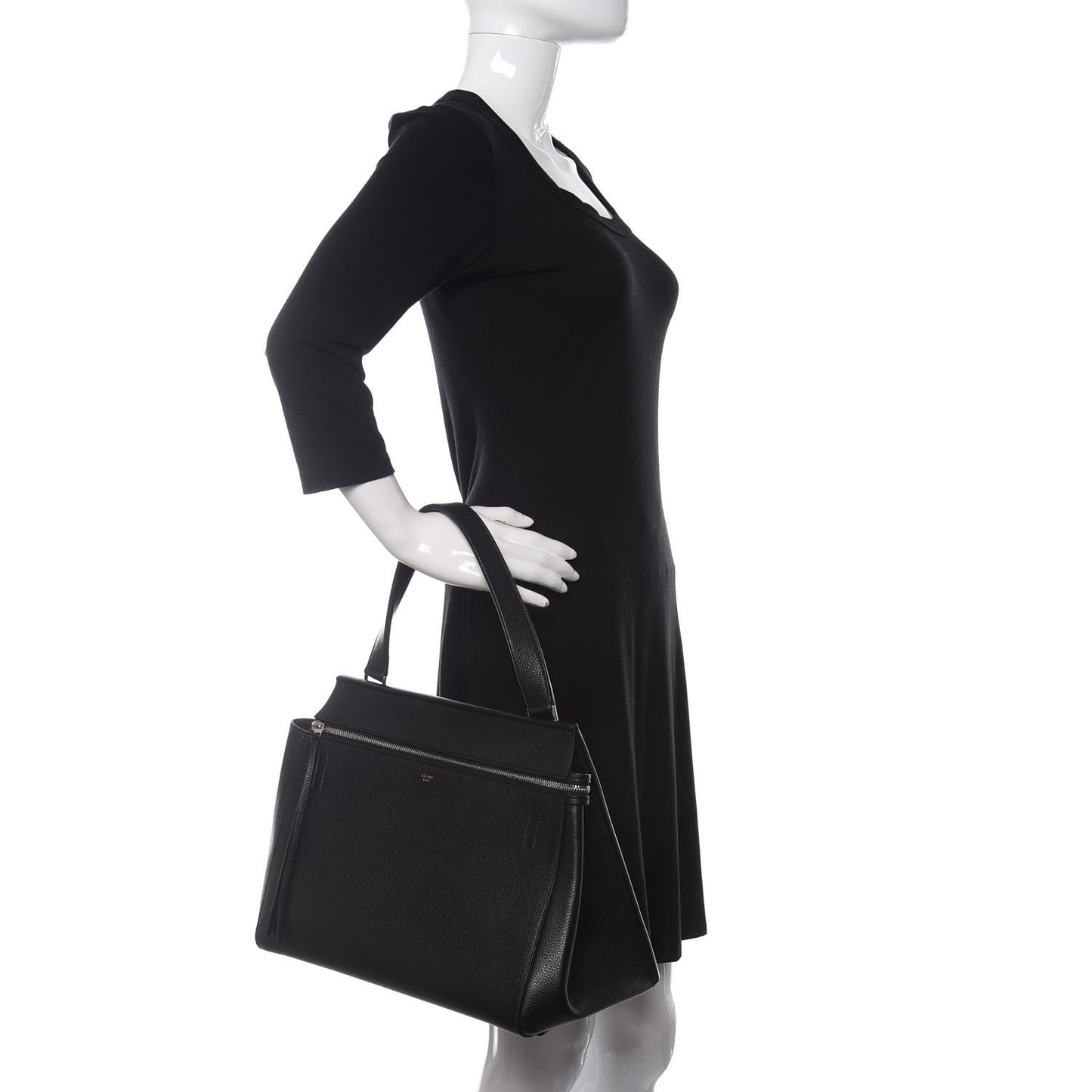 Supple Calfskin Medium Edge Shoulder Bag Black