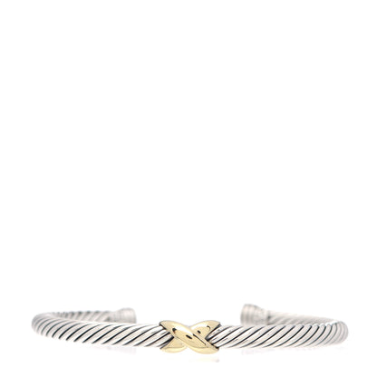 David Yurman Sterling Silver 14K Yellow Gold 5mm X Station Cable Bracelet 1 of 4