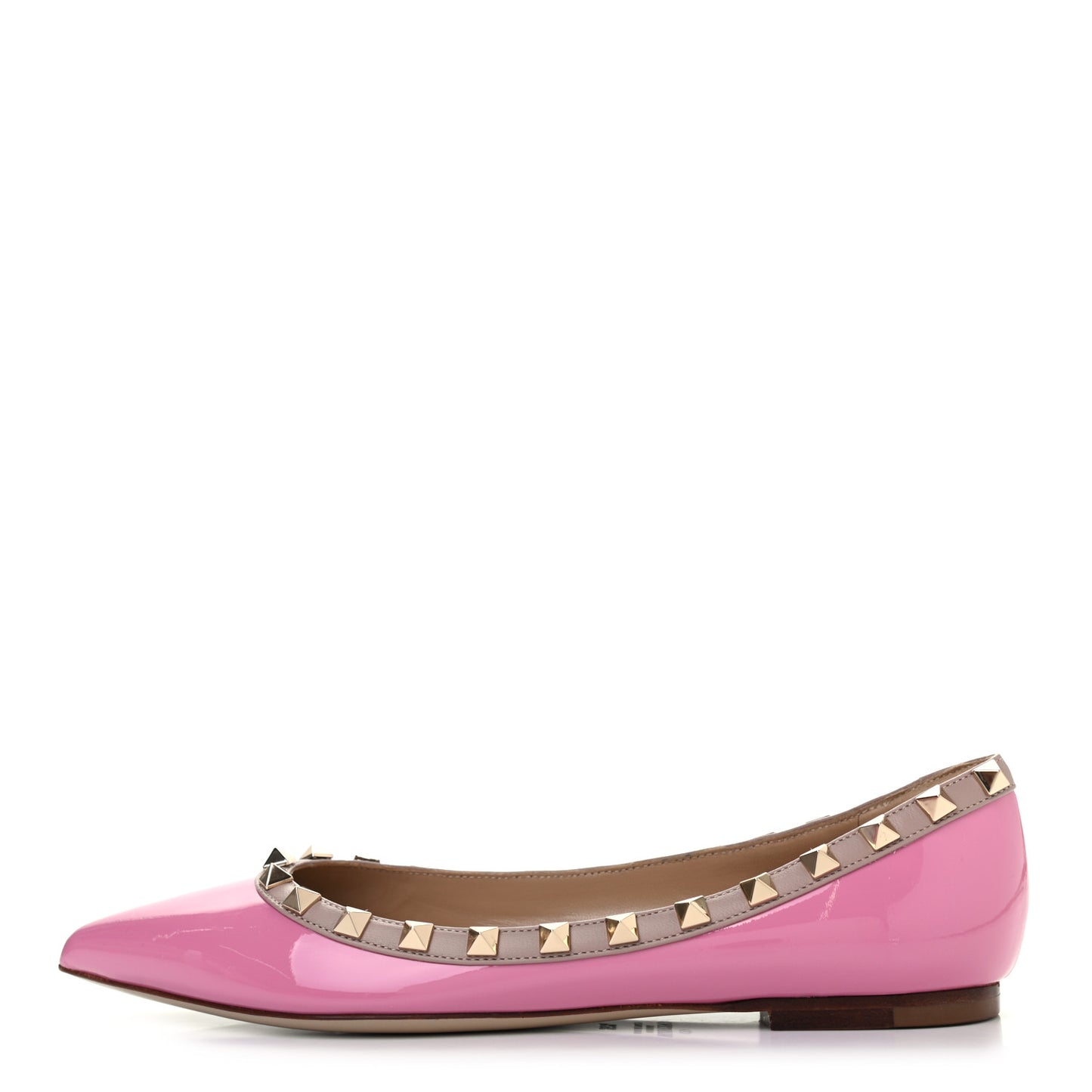 Patent Nappa Rockstud Ballerina Flats 36.5 Dawn Pink Poudre