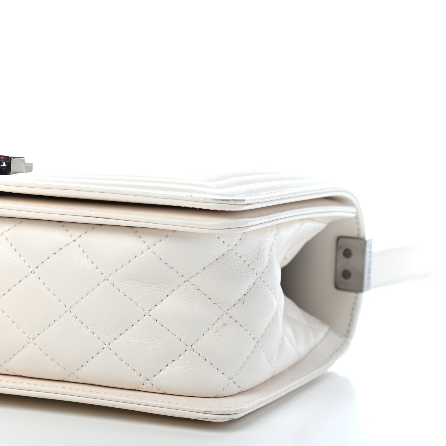 Chanel Lambskin Quilted Chevron Medium Boy Flap White 7 of 24