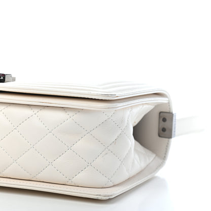 Chanel Lambskin Quilted Chevron Medium Boy Flap White 7 of 24