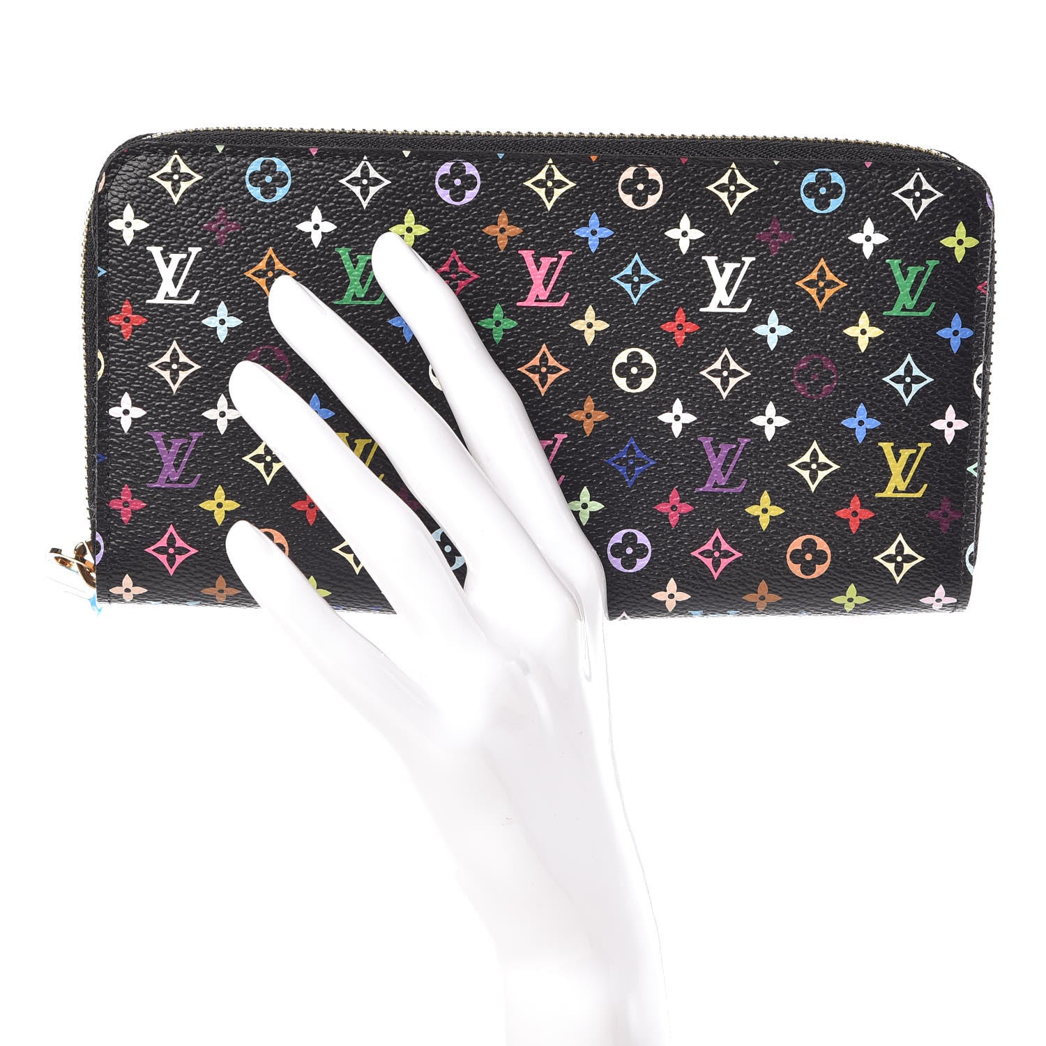 Louis Vuitton Monogram Multicolor Zippy Wallet Black Violet 2 of 11