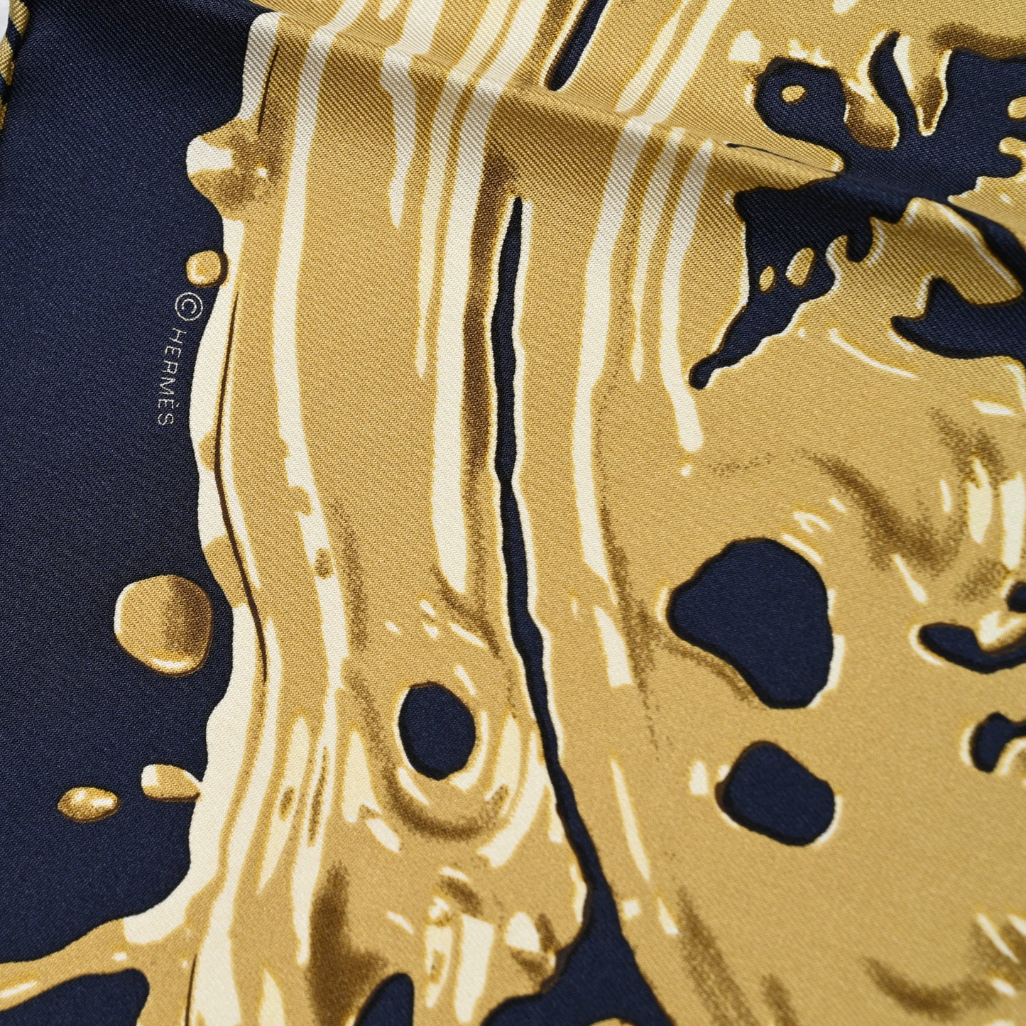 Silk Peinture Fraiche Scarf 45 Bleu Black Bronze