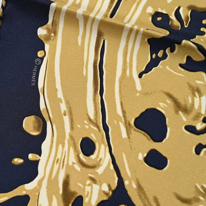 Hermes Silk Peinture Fraiche Scarf 45 Bleu Black Bronze 4 of 6