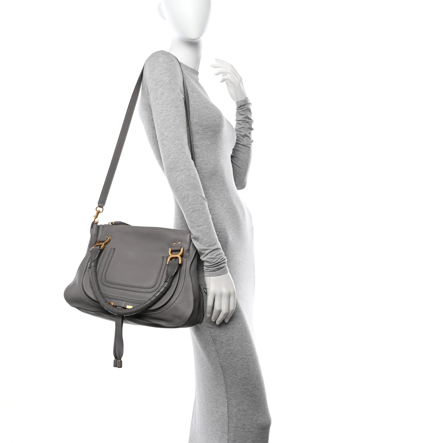 Chloe Calfskin Medium Marcie Satchel Cashmere Grey 2 of 9