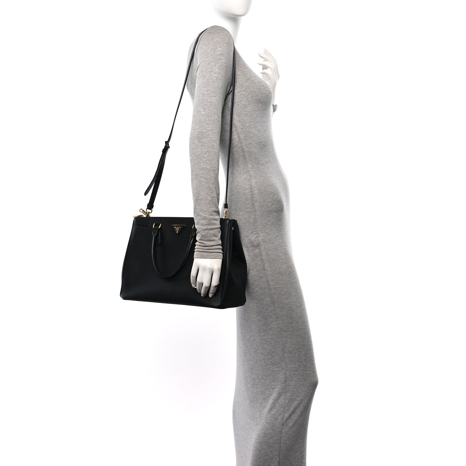Prada Saffiano Lux Large Galleria Double Zip Tote Black 2 of 15
