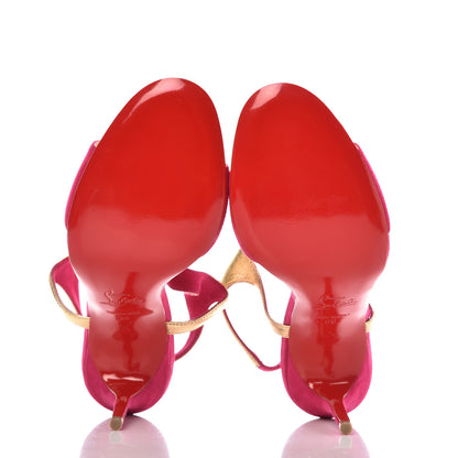 Christian Louboutin Suede Nappa Morphetina 100 T-Strap Sandals 38 Rosa Gold 5 of 8