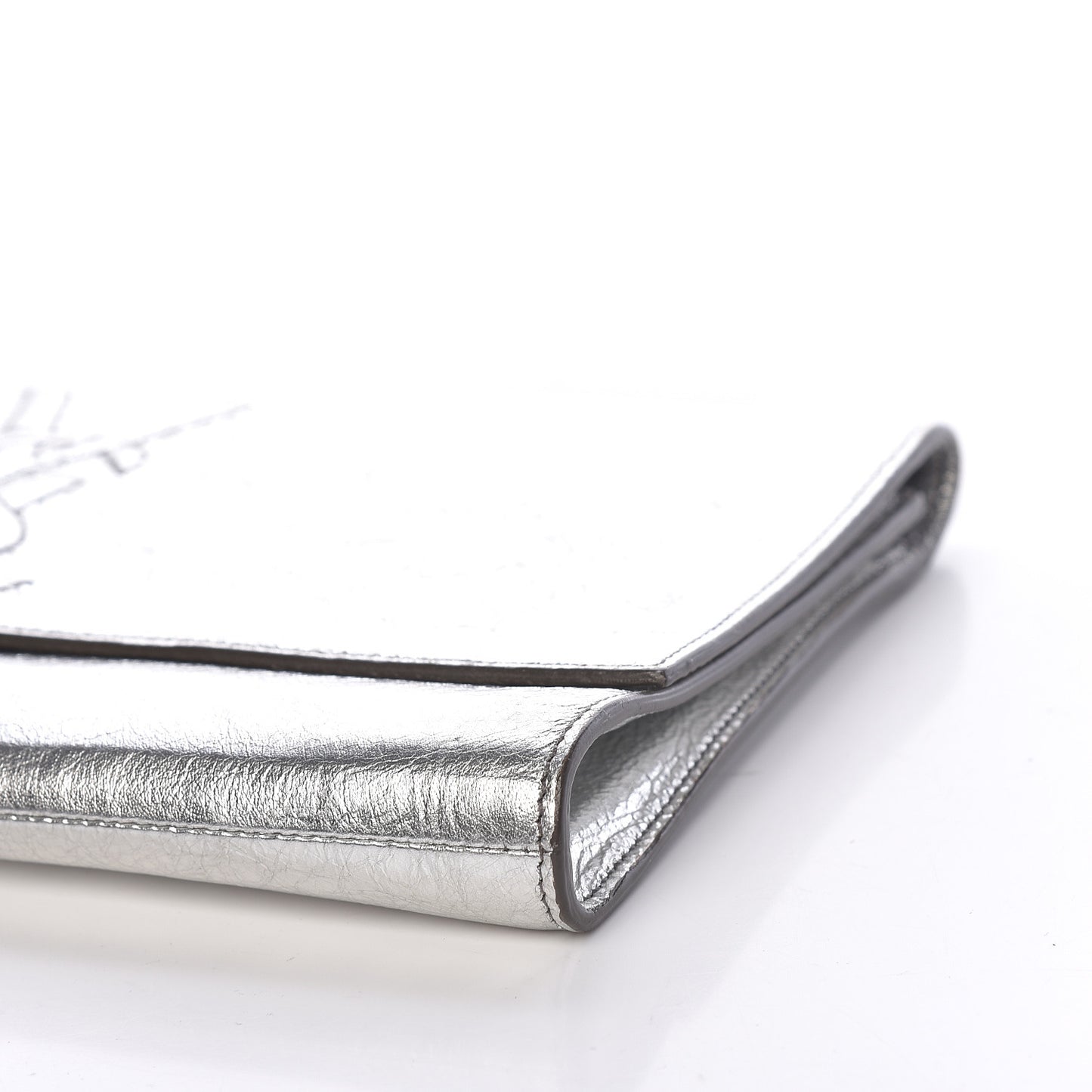 Metallic Textured Large Belle De Jour Clutch Silver