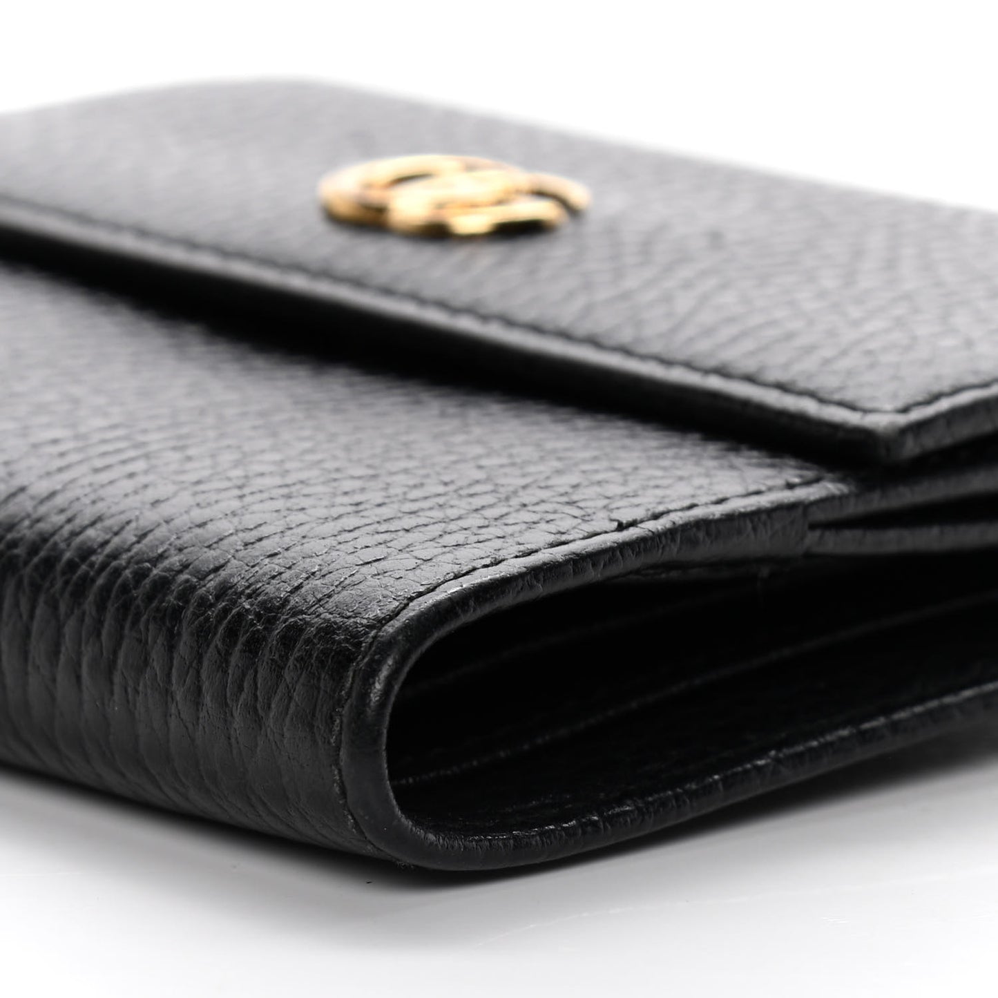 Dollar Calfskin Double G French Flap Wallet Black