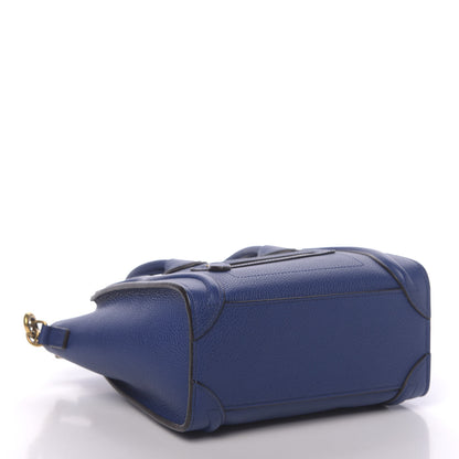 Celine Drummed Calfskin Nano Luggage Indigo 5 of 12