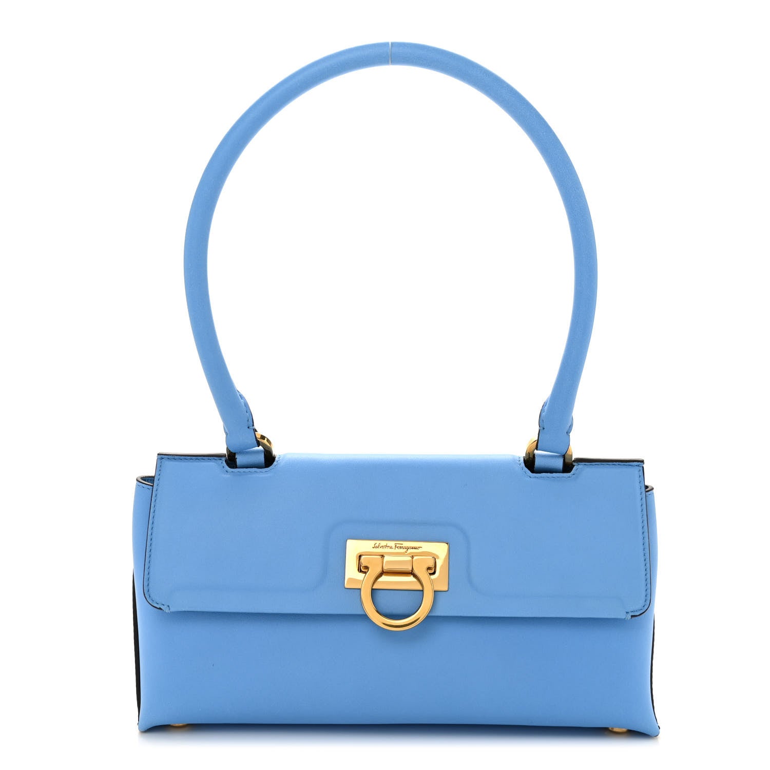 Salvatore Ferragamo Calfskin Trifolio Swing Top Handle Bag Blue 1 of 9