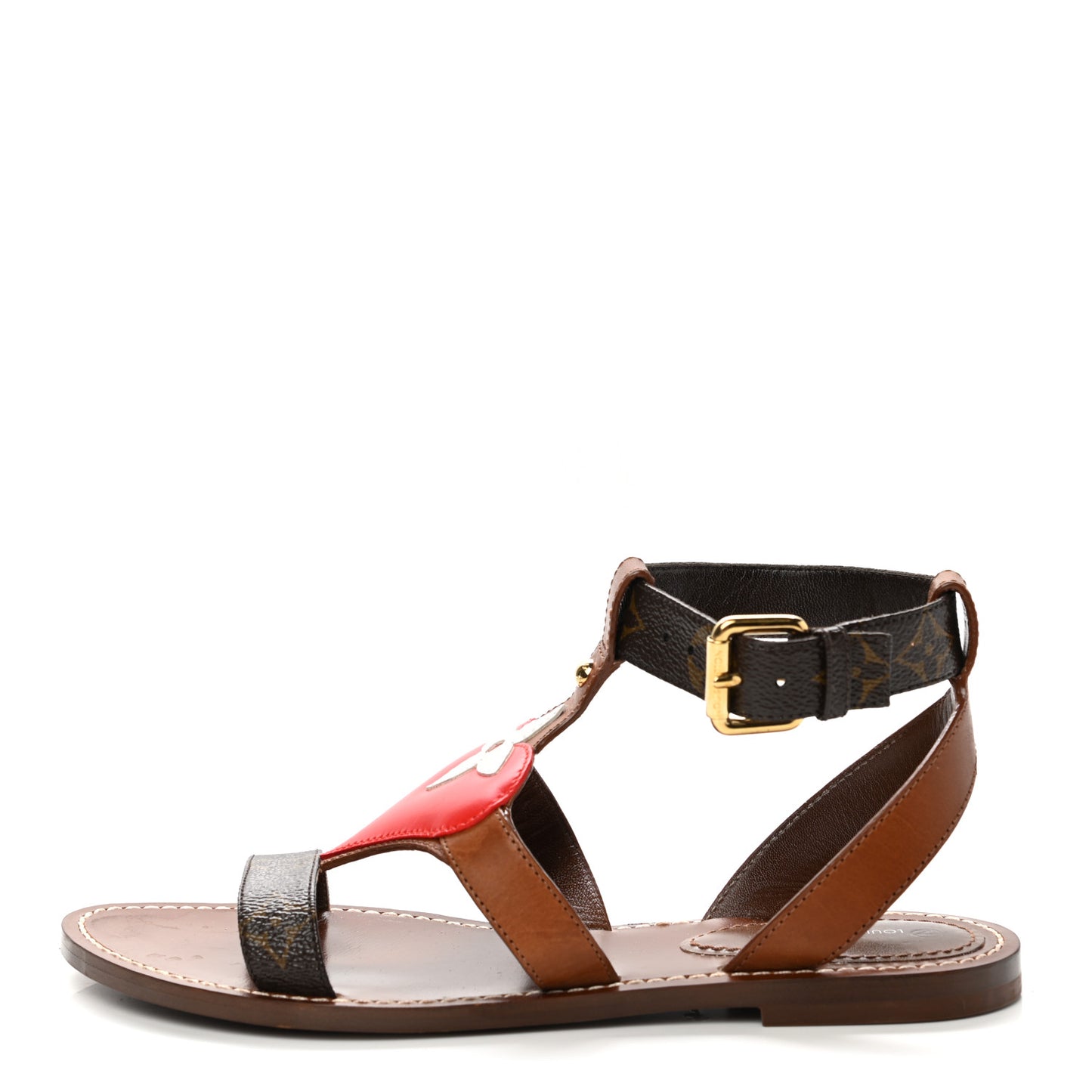 Calfskin Game On Playful Flat Sandals 38 Brown