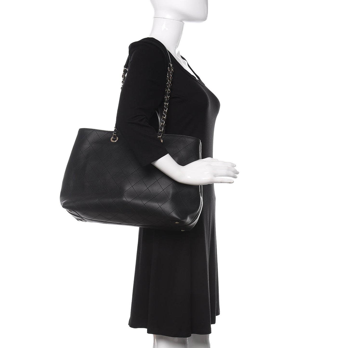 Calfskin Large Serial Shopper Tote Black
