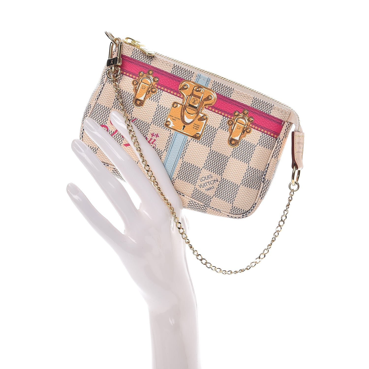Louis Vuitton Damier Azur Summer Trunks Hawaii Mini Pochette Accessories 3 of 8