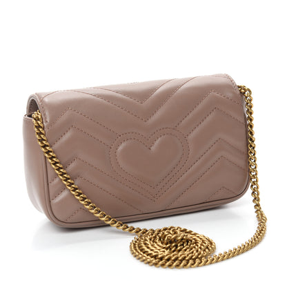 Gucci Calfskin Matelasse Super Mini GG Marmont Shoulder Bag Porcelain Rose 3 of 11