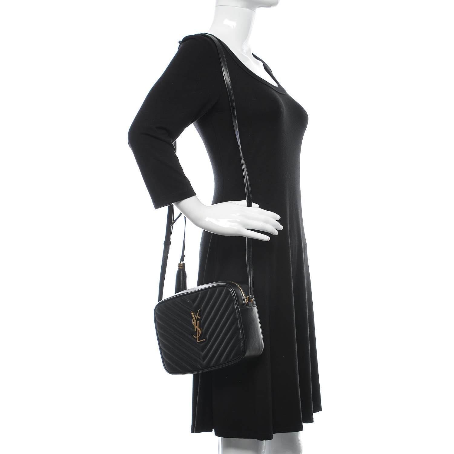 Saint Laurent Calfskin Matelasse Monogram Lou Camera Bag Black 2 of 10