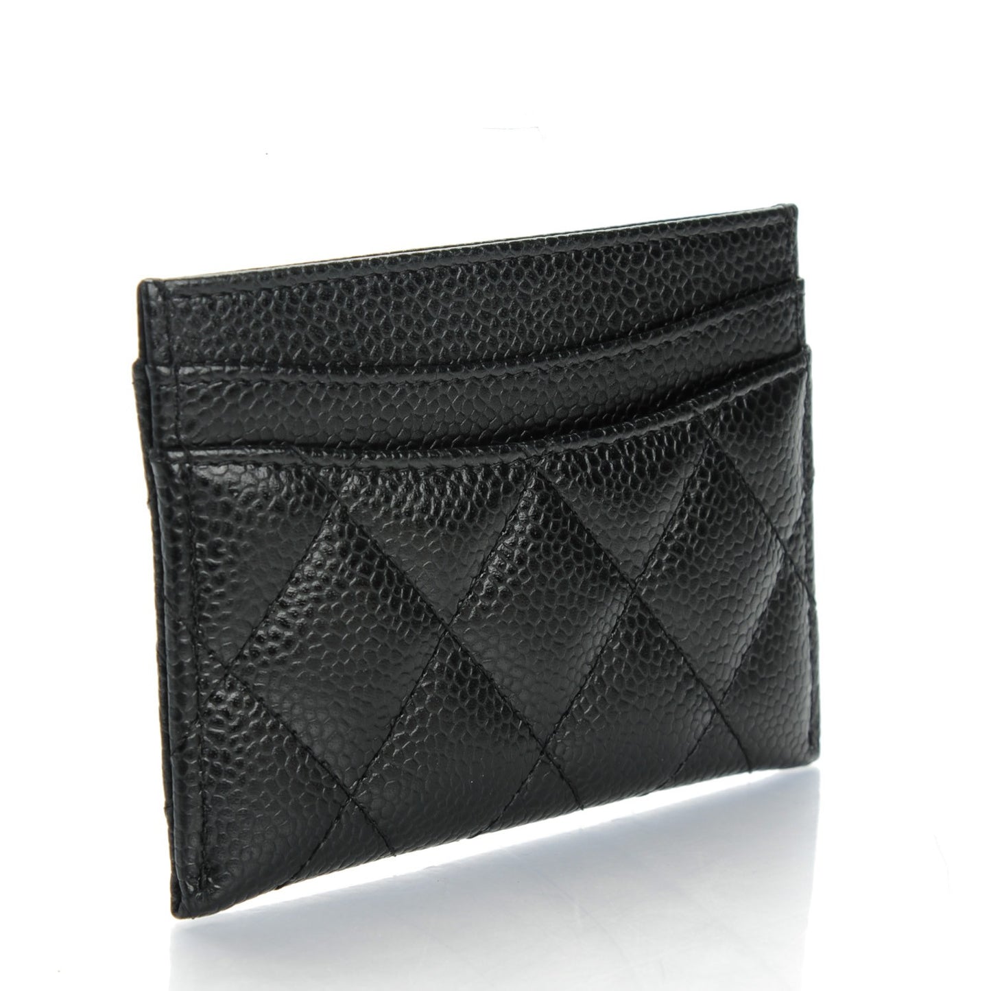 Caviar Quilted Card Holder Black