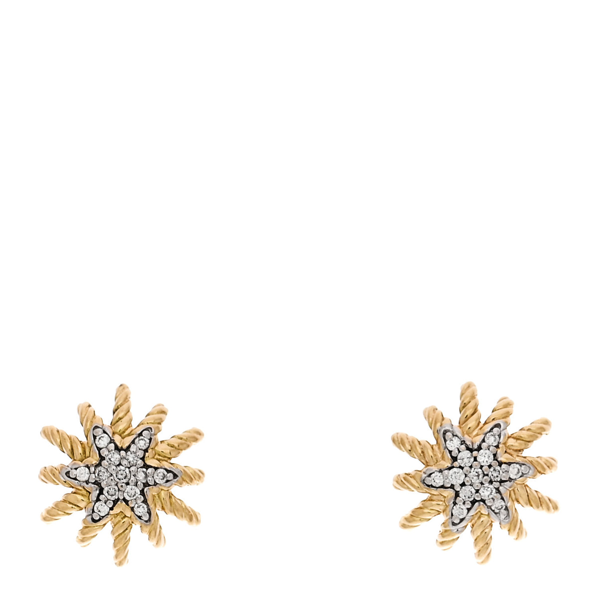 18K Yellow Gold Diamond 10mm Starburst Earrings
