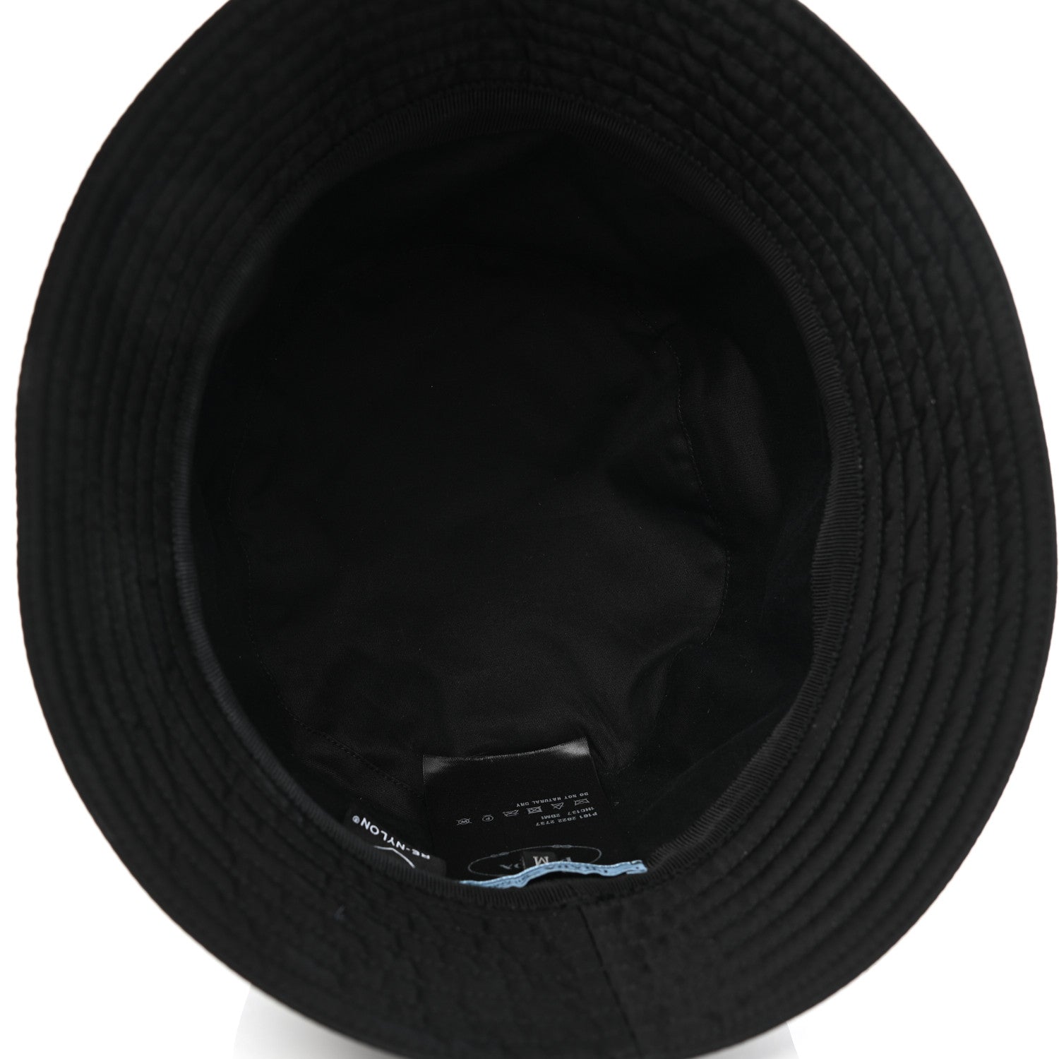 Prada Re-Nylon Metal Triangle Logo Womens Bucket Hat M Black 7 of 9