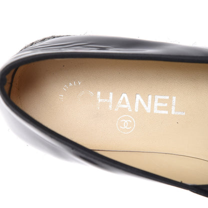 Chanel Patent Calfskin CC Mocassin Loafer Espadrilles 37 Black 11 of 16